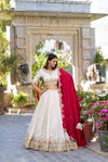 White Colour Vichitra Silk With Sequins And Thread Embroidery Work Wholesale Online Lnb1411